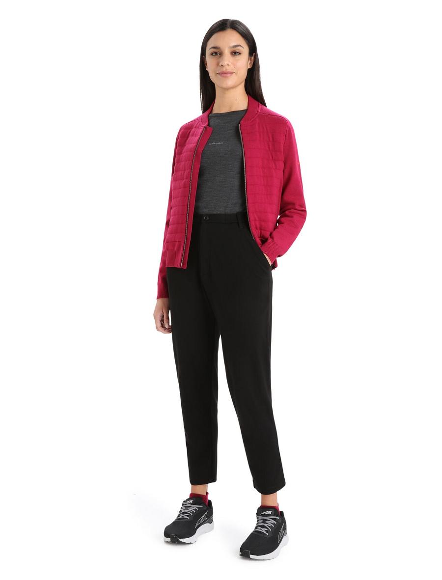 Vestes Icebreaker City Label ZoneKnit™ Merino Insulated Knit Bomber Femme Rose | FR 1658CTVE